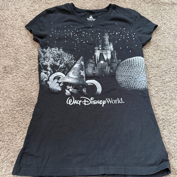 Disney Womens Shirt - Black Glitter Disney World Resort Size Small - Picture 2 of 5